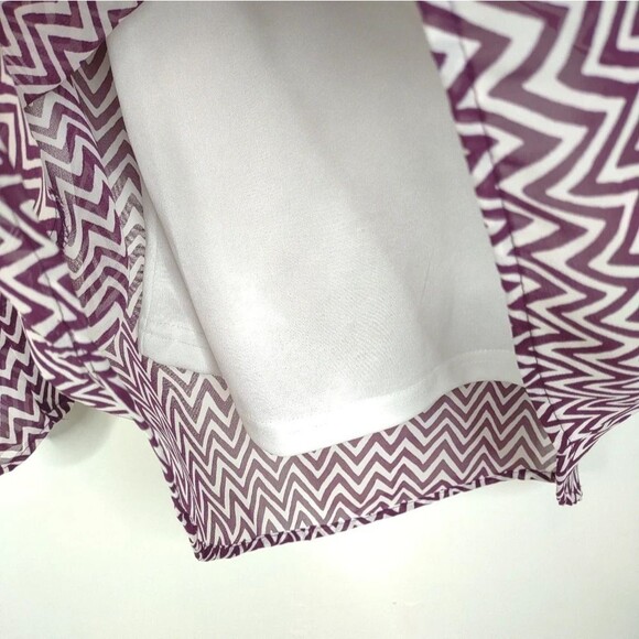 Dress Barn Roll-tab Striped Layered Tunic Blouse Purple and White size Small - Picture 4 of 16